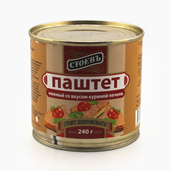 Паштет СТОЕВЪ нежный со вкусом куриной печени 240 гр ж/б